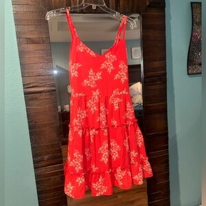 Vibrant Coral Floral Dress